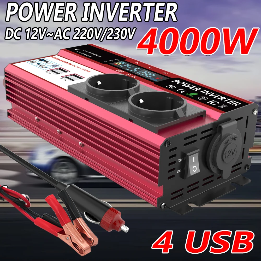 Power Inverter 12V 220V 4000W Continuous - 12V auf 220V 4000W Spitzenleistungs-Wechselrichter 800W