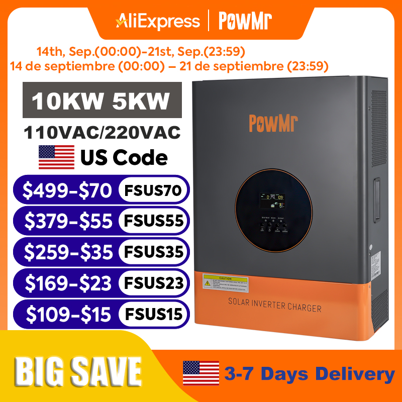 Split Phase Inverter 10Kw 110V 220V - PowMr 10KW 5KW Split-Phase-Wechselrichter 48V 110V